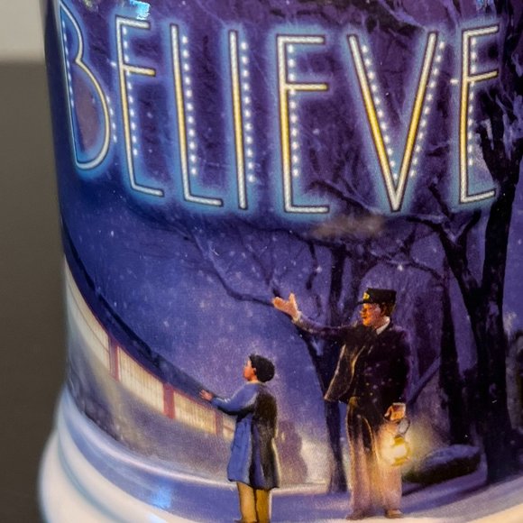 Pair of  Polar Express Christmas Mugs 3D Embossed Train BELIEVE ~ Warner Bros. - Picture 3 of 9